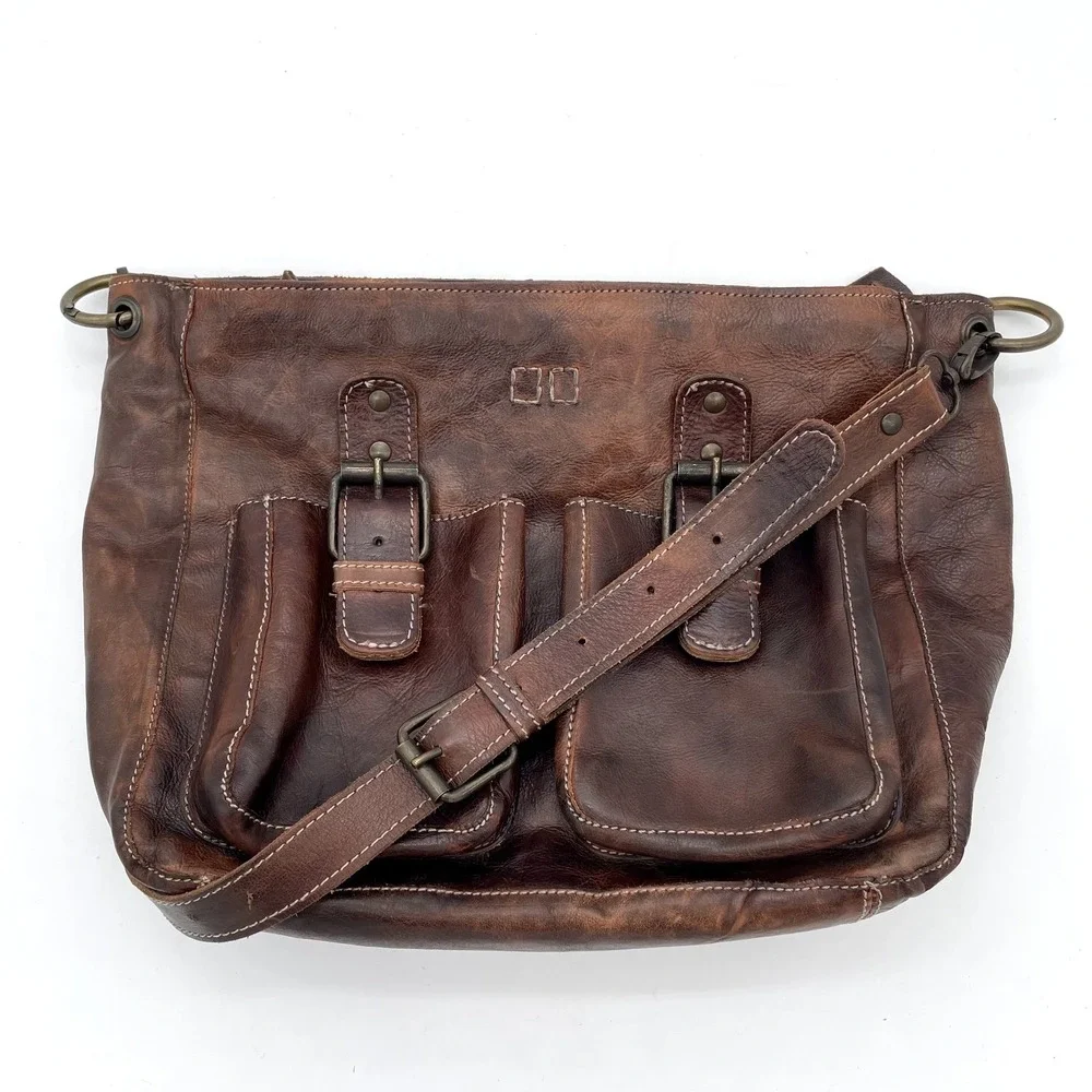 Bed StU 100%Genuine Leather Crossbody Messenger Satchel Cognac Dark Brown Travel